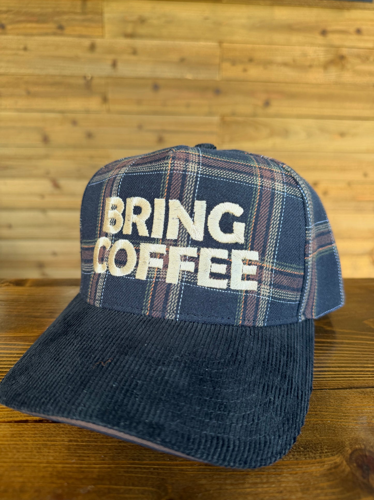 BRING COFFEE - Black Plaid