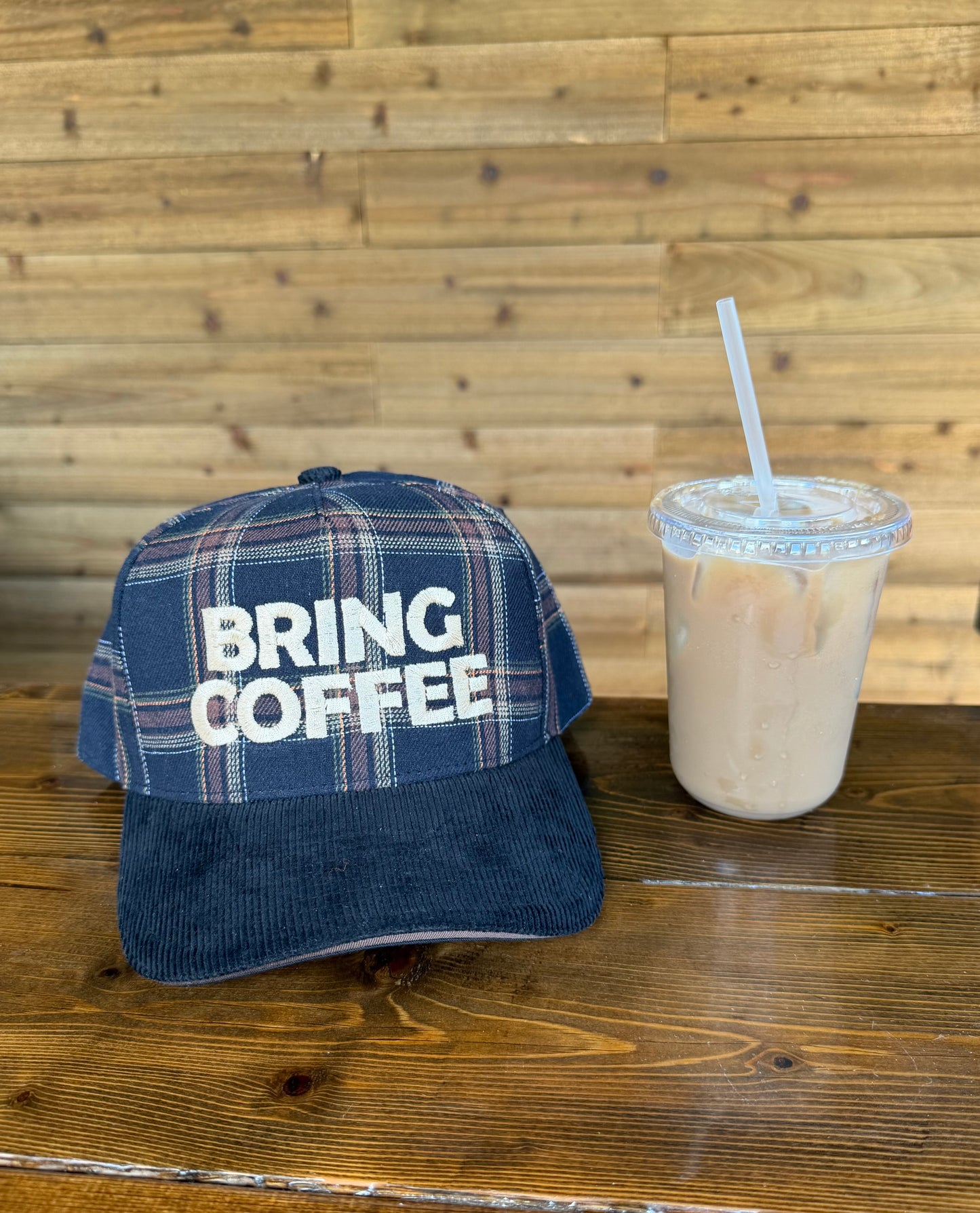 BRING COFFEE - Black Plaid